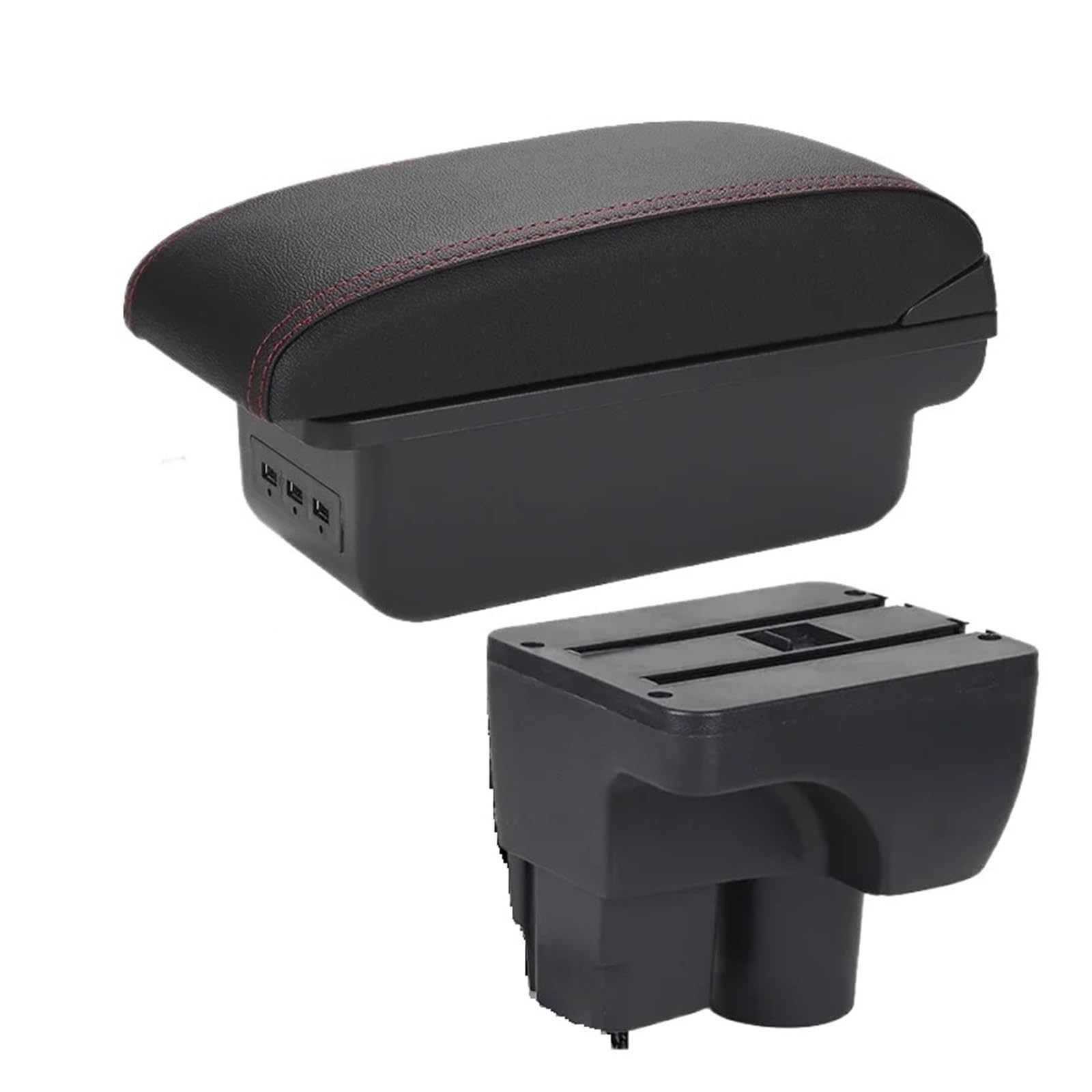 UMDJJU For Chevrolet For Sail For Aveo 3 2011-2023 Car Armrest Retrofit Parts Storage Box Decoration Accessorie Car Centre Console Armrest Box(B1 Black red 3USB)