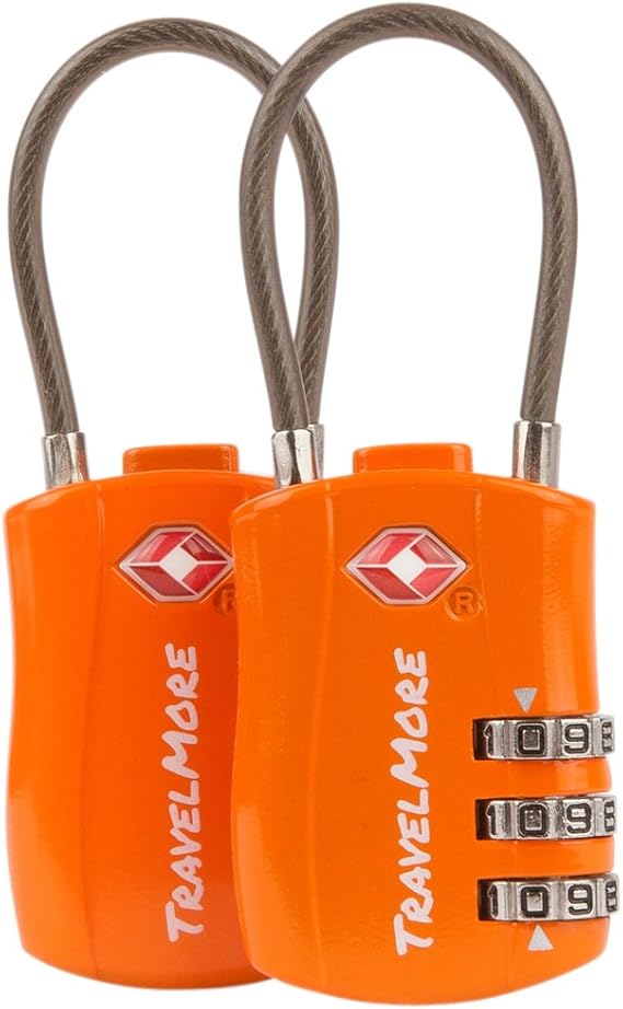 2Pack TSA Approved Travel Combination Cable Luggage Locks for
