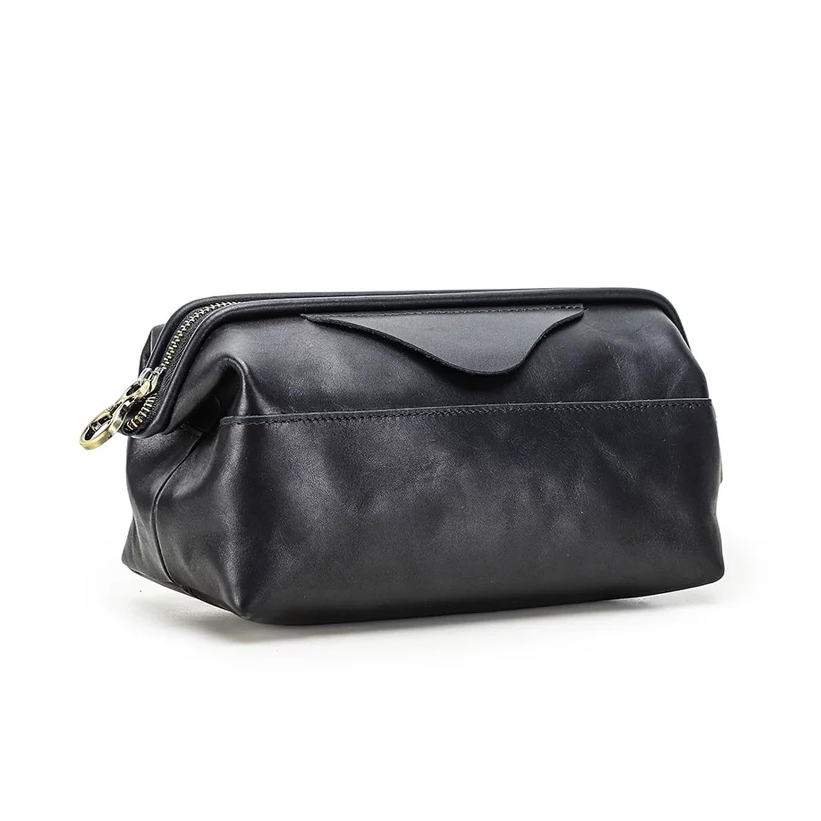 Custodia organizer for elettronica da viaggio in pelle Borsa for trasporto cavi con cerniera Custodia tecnica for cavi, cavi ed elementi essenziali da viaggio(Black)