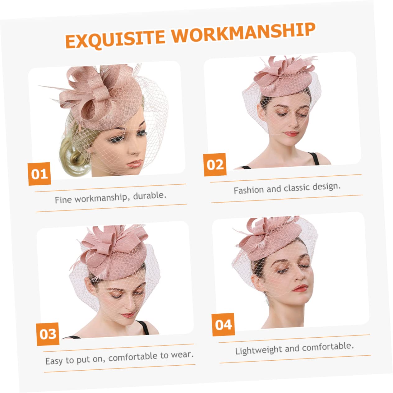 FOMIYES 2 Pz Cappello da Cocktail Party Cappelli Fascinator per Le Donne Copricapo da Cocktail Tea Party Fascinatore a Rete tè Piuma Artificiale da Donna Affascinante per