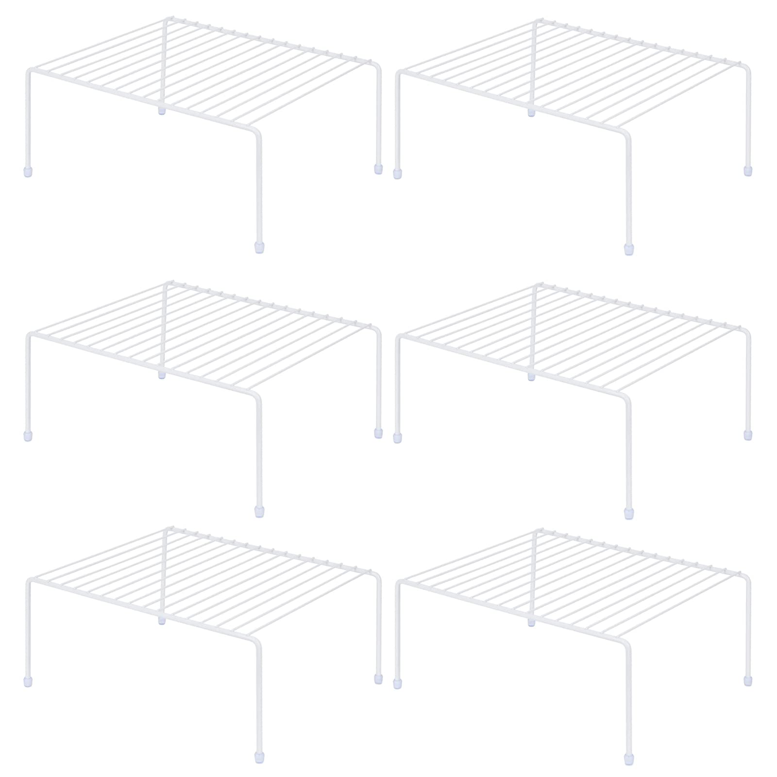 yaenoei Set of 6 - Kitchen Storage Shelf Rack (13.1 x 10.2 Inch)/Plastic Feet - Medium - Steel Metal - Rust Resistant Finish - Cups, Dishes, Cabinet &