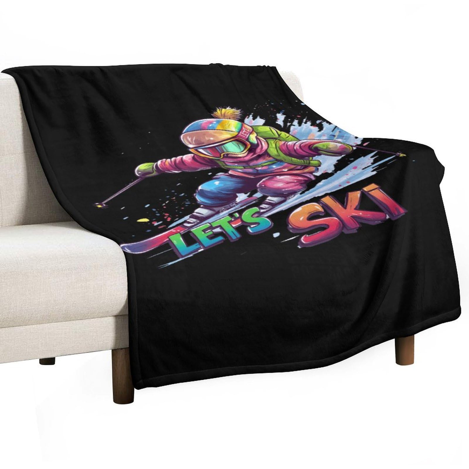 CGSBNGHA Ski Skiing Sports Flannel Fleece Blanket Lightweight Soft Throw Blankets for Sofa Couch Bed Chair