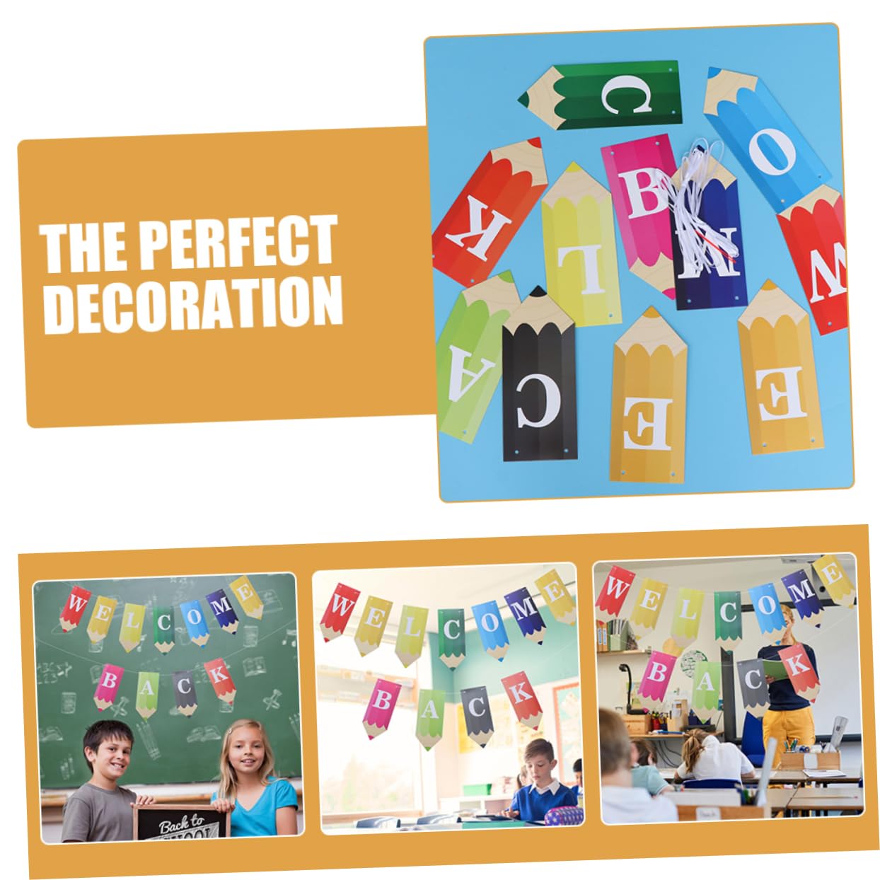 Bannière De Décoration Rentrée Scolaire Avec Lettrage Pencils Pour Élèves Et Enseignants