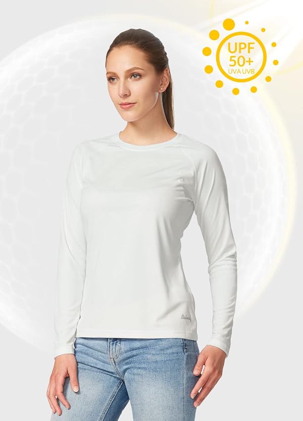 baleaf Womens UPF 50+ Sun Shirts Long Sleeve UV Protection Quick Dry Breathable Lightweight Rash Guard Hiking Workout A01-white XS by baleaf - Used condition - Image 4