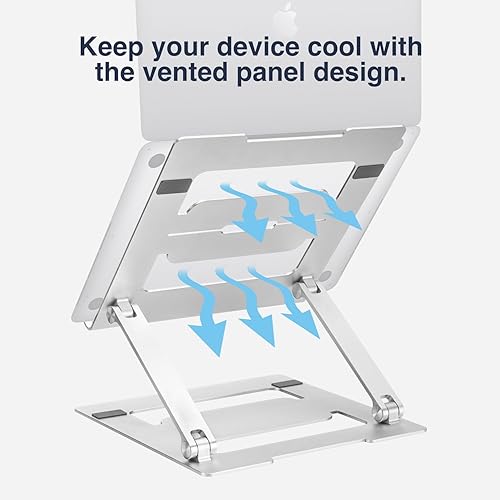 Miniatura 4 de Desky Soporte ajustable para computadora portátil para escritorio, elevador de laptop para escritorio, soporte para laptop de 11 libras, soporte de
