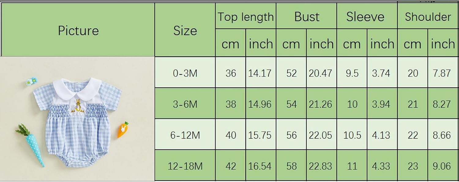 Bagilaanoe Infant Baby Boy Girl Easter Outfit Clothes Bunny Plaid Short Sleeve Romper Jumpsuit Bodysuit - Image 7