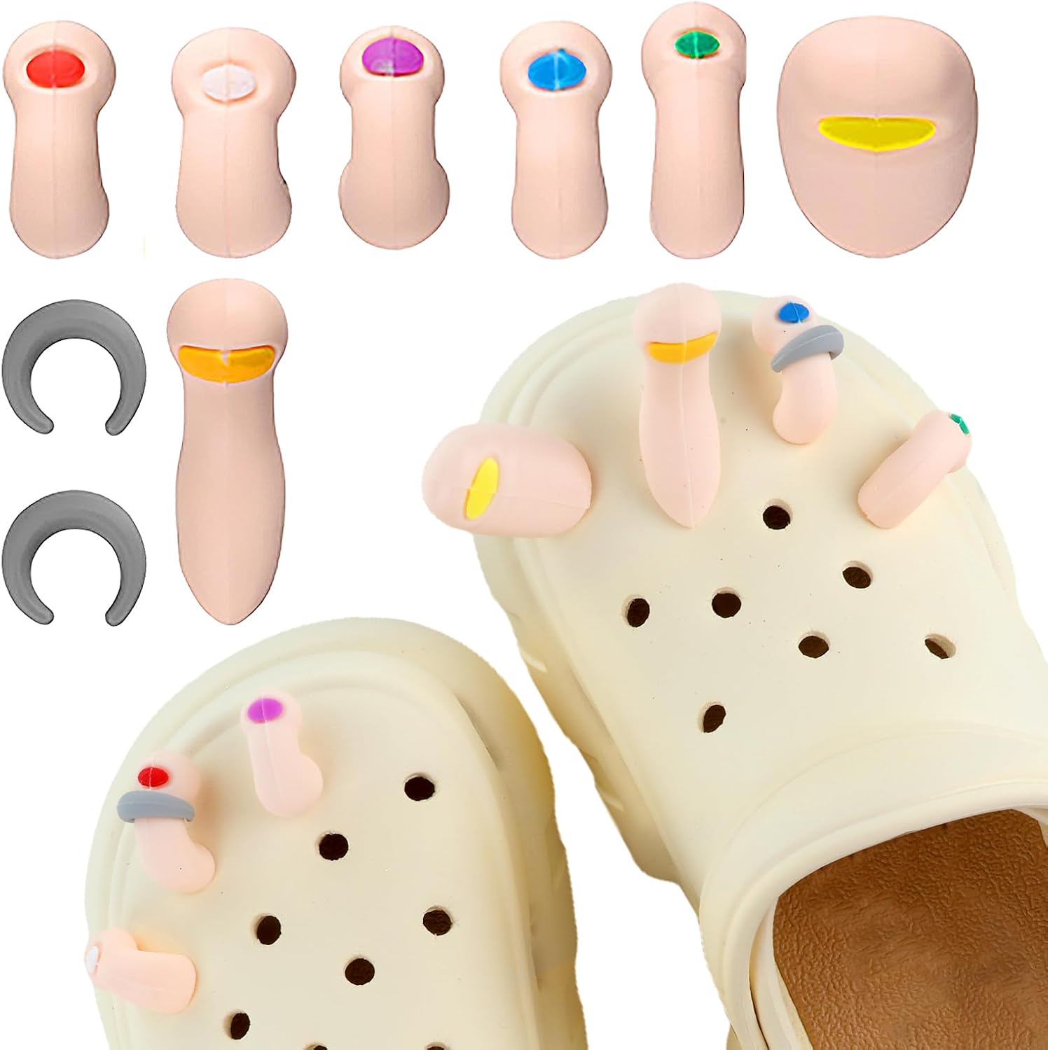 Croc Accessory 9PCS Funny Toe Shoe Charms for Croc Charms Novel DIY Matching Shoe ...