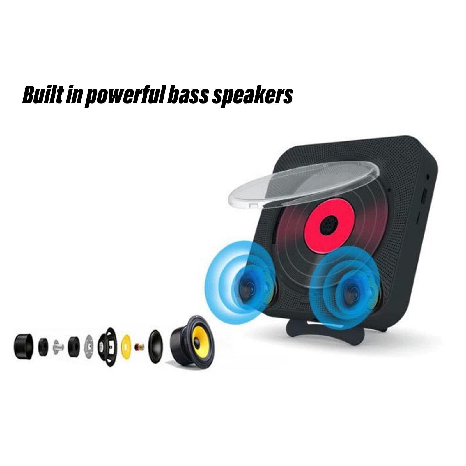 Player de CD Portátil con Control Remoto de Largo Alcance y Altavoz de Graves para la Decoración del Hogar Abssilver, Control Remoto de la Unidad Principal 4 Tubo de Expansión 4 Tornillo 3 (White)