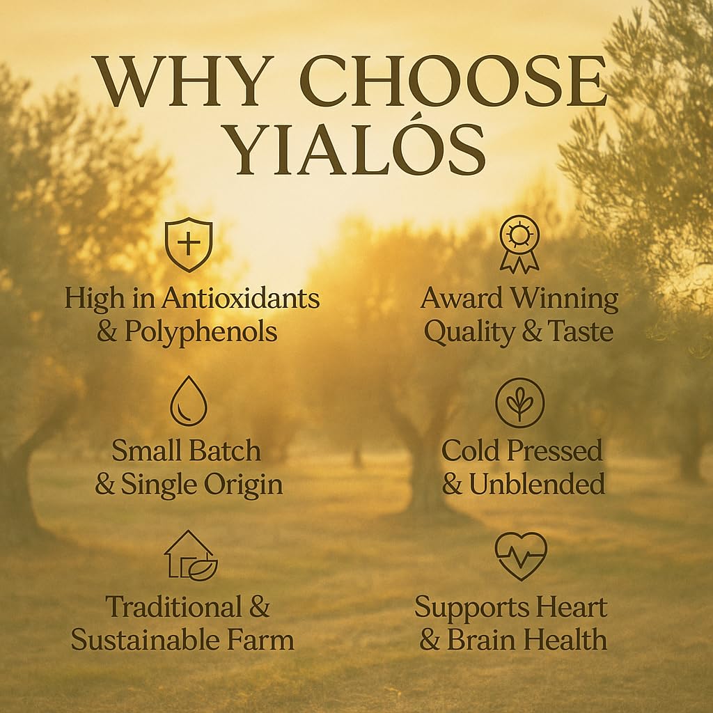 Yialós Extra Virgin Olive Oil – Greek Single Estate, 2025 NYIOOC Winner | 100% Koroneiki, Small Batch, Cold Pressed, High Polyphenols | 500 mL