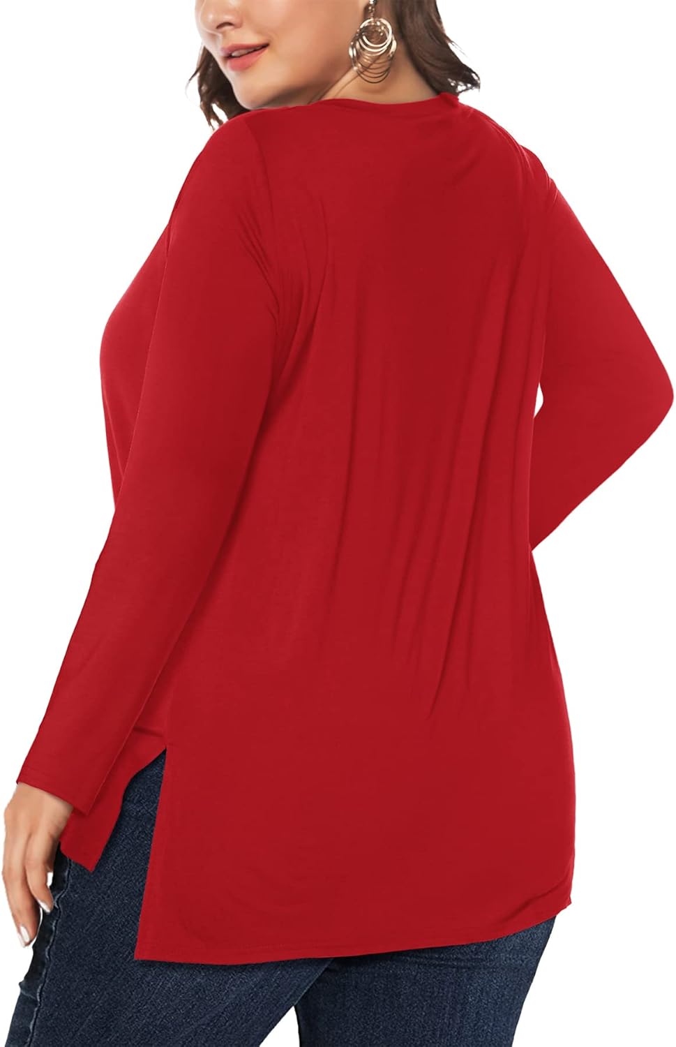 Florboom Women Plus Size Tops Long/Short Sleeve V Neck T Shirts Casual Loose Fit Basic Tee Tshirt - Image 2