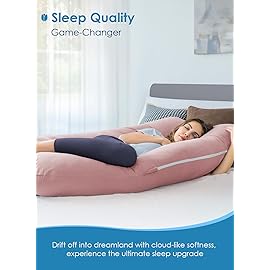 QUEEN ROSE Extra Long Pregnancy Pillows, 60 Inch U Shaped Body Pillow for Sleeping, Cooling Maternity Pillow for Pregnant Women, Body Support for Adults, with Soft Silky Cover, Pink