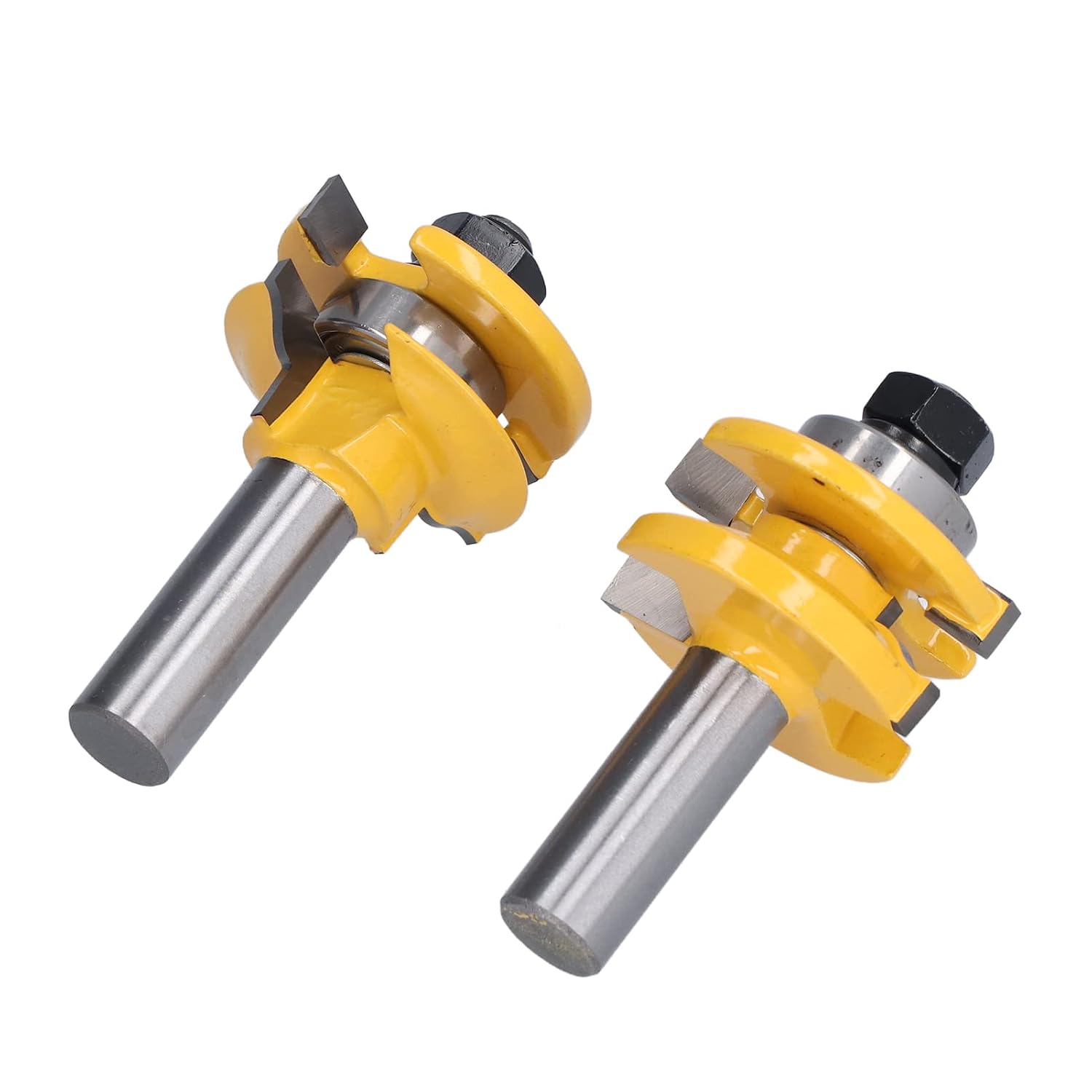Garosa Router Bit, Carbon Steel 1 2in Shank Cabinet Door Router Bit Set, 2Pcs Woodworking Milling Cutter with Alloy Cutter Head and Gaskets for Door Panel Work