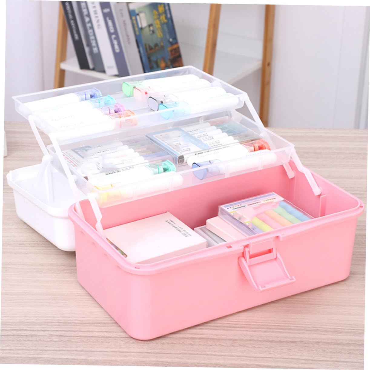 Hemobllo Portable Three Craft Tool Box Art Supply Storage Case with Handle for Home Organization for DIY Crafts Sewing Supplies Reliable Material Capacity
