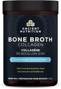 Ancient Nutrition Bone Broth Collagen Protein - Vanilla, Formulated by Dr. Josh Axe, Collagen Peptides, Supports Joints, Skin and Nails, Made Without Added Sugar, Gluten & Dairy, 321 Grams