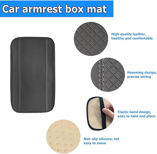 Miniatura 4 de Almohadilla para reposabrazos de automóvil, tapete de piel sintética para consola central de automóvil, funda de asiento para reposabrazos