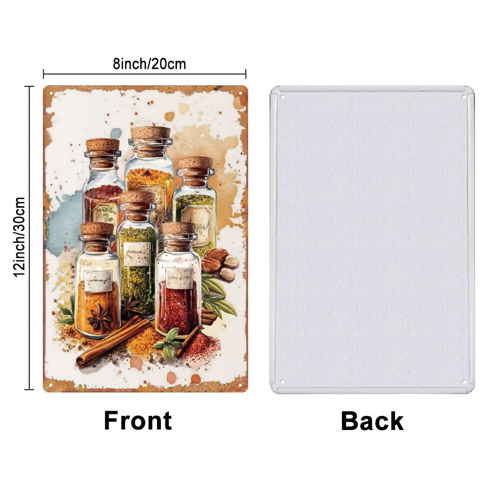 SUPERDANT Spice Tin Sign Kitchen Metal Signs Tinned spices Metal Tin Sign Kitchen Metal Wall Art Plaque Funny Signs for Kitchen Pantry Bars Pub Man Cave Vintage Wall Decoration - Image 2