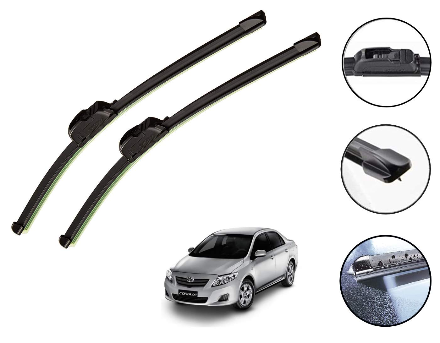 Auto Hub Car Wiper Blade Compatibility with Corolla - Set of 2 Pcs (D-24,P-16)