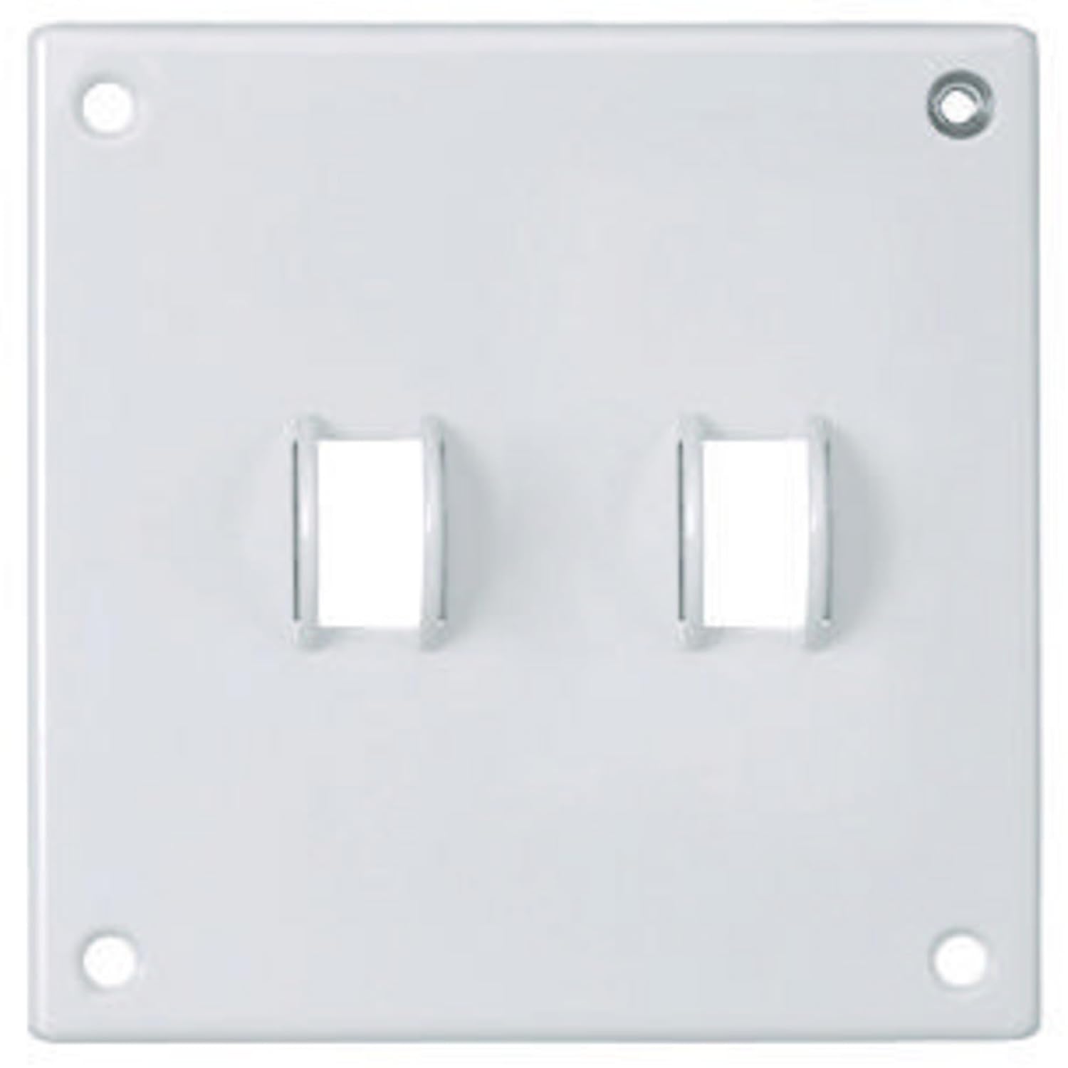 Hubbell Wiring Systems SWP2 Cold Rolled Zinc Plated Steel Security Wall Plate, 2 Gang, 2 Toggle Switches, 5-33/64" Width x 5-33/64" Height x 35/64" Thick, White