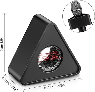Facmogu 4PCS Black & White Triangular Microphone Stands, ABS Material Microphone Logo Custom Flag with Foam, Triangular Interview Logo Flag Station for Stage Karaoke