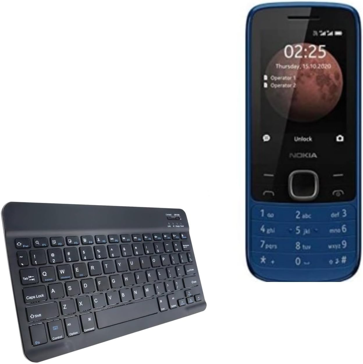 BoxWave Keyboard Compatible with Nokia 225 4G - SlimKeys Bluetooth Keyboard, Portable Thin with Chiclet-Style Keys - Jet Black