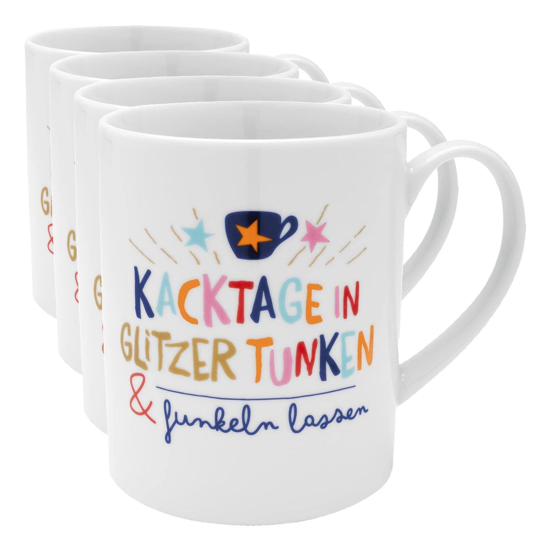 H:)PPY life 47376 - Taza XL de porcelana (60 cl), diseño de flores (Paquete de 4)