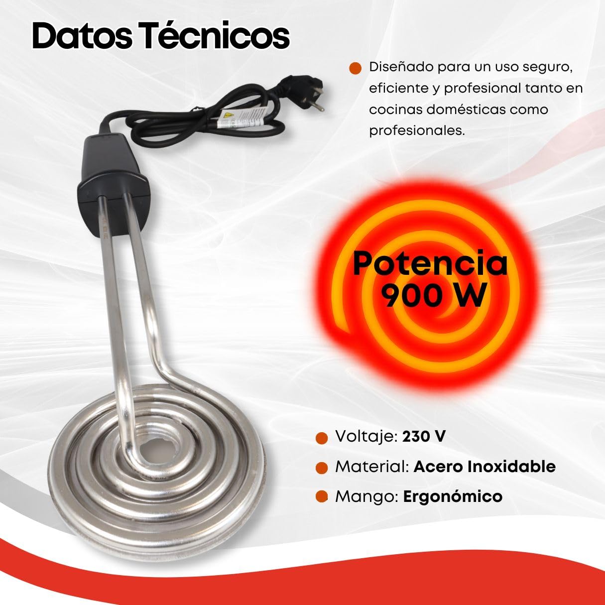 GOLDMAN SERVICE | Quemador de Azúcar Eléctrico Redondo | 900W Acero Inoxidable | Pala para Crema Catalana y Postres | Repostería Profesional sin Llama