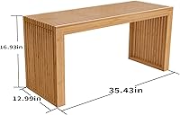 Vista 3 de Banco de comedor de bambú, 35 pulgadas, decoración de casa de campo, banco de mesa de cocina para interiores, banco de zapatos de entrada, banco