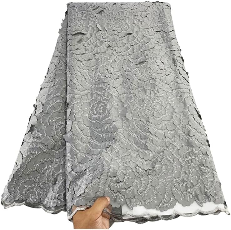 African Lace Fabric 5Yards Swiss Hole Laser Net Cord Lace 237 Embroidery Nigeria Tulle Lace Fabric for Wedding Party Sewing Material Baby Pink Fabric