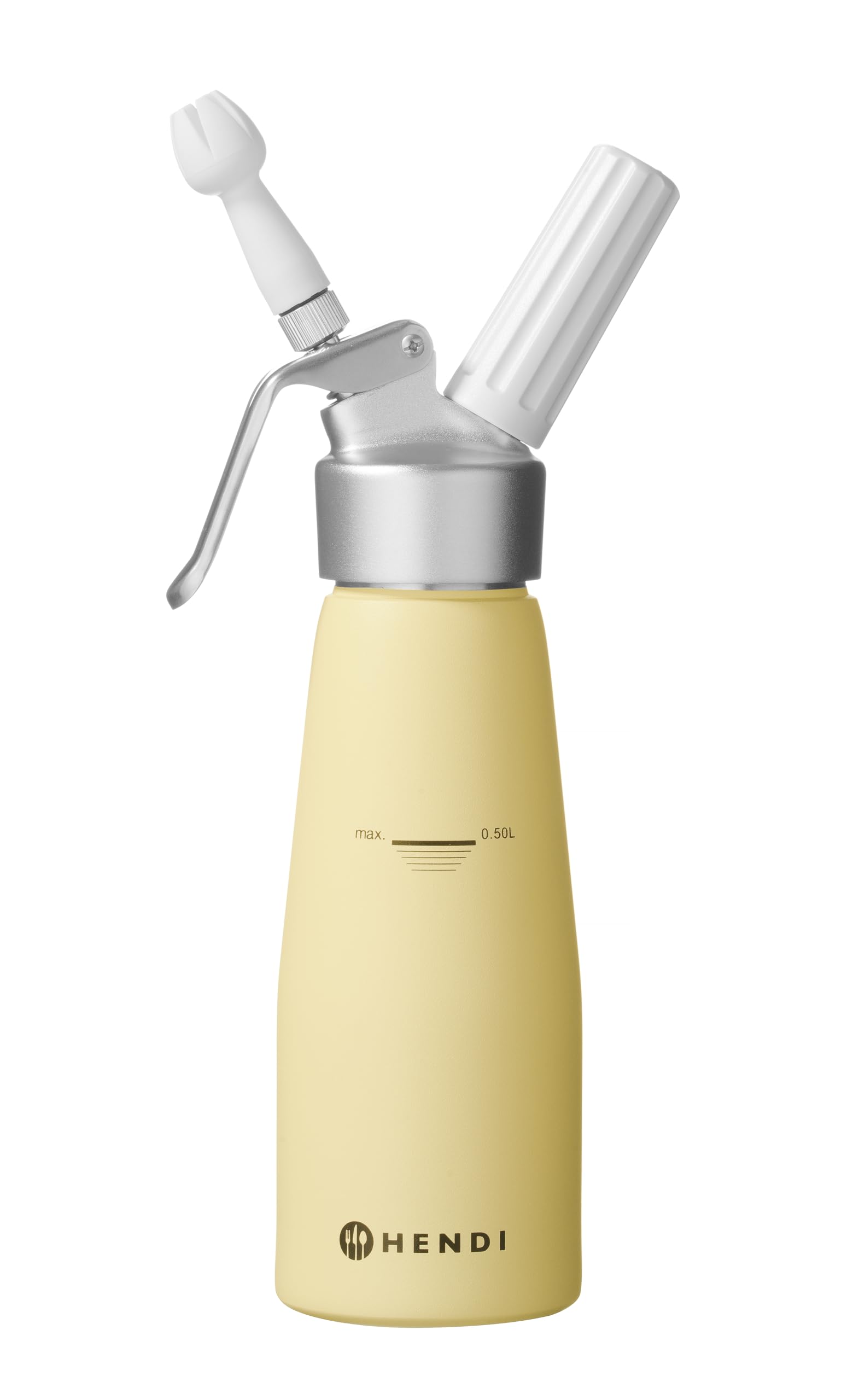HENDI Sahnespender 0,5 L – Pastellgrün, Aluminium, inkl. Set aus 3 Spritztüllen und Reinigungsbürste
