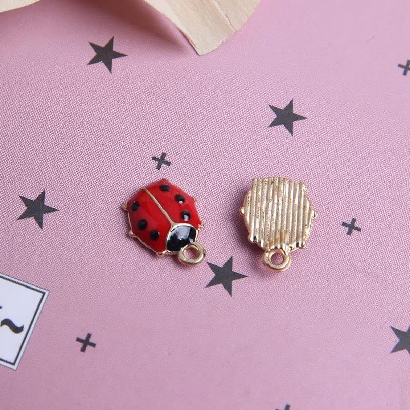 Acxico 20pcs 12x9mm Red & Black Ladybug Charms antique silver Pendants Making - Image 4
