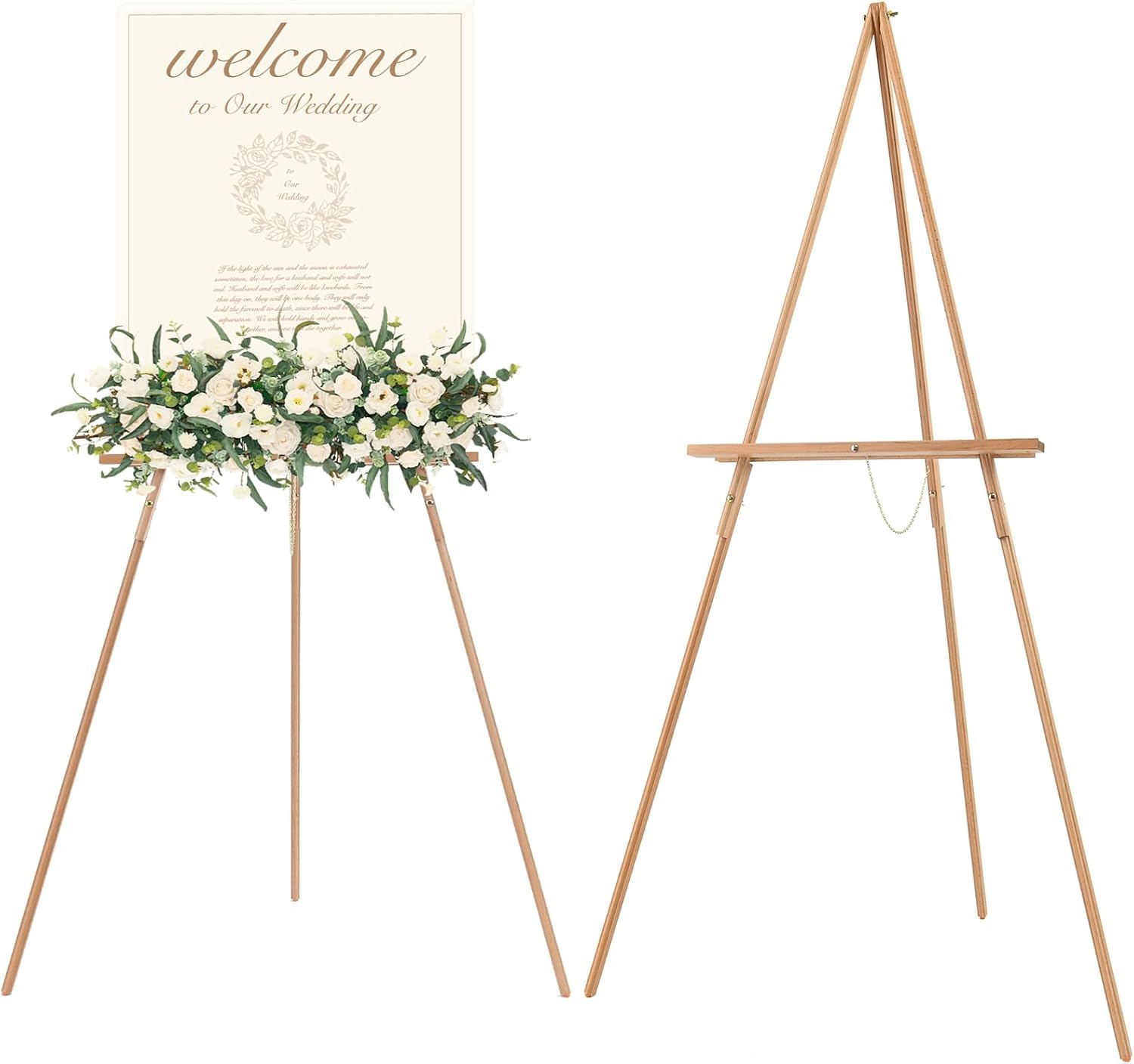 MEEDEN Cavalletto in legno per espositore: treppiede in legno per poster – Cavalletto per matrimonio in piedi per cartello di benvenuto