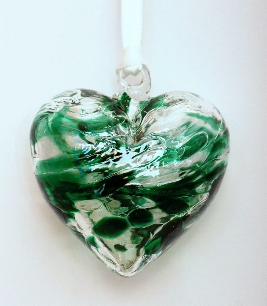 Milford Collection Glass Friendship Heart Small - Emerald