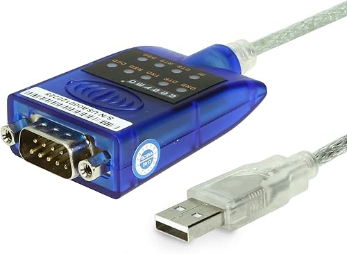 Gearmo Adaptador USB a serie RS-232 con indicadores LED, chipset FTDI, compatible con Windows 11/10/8.1/8/7, Mac OS X 10.6 y superior