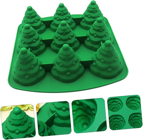 Miniatura 5 de BRIGHTFUFU Molde de cubo de hielo para pastel de árbol de Navidad, moldes de chocolate para hornear árbol de Navidad, molde de postre de silicona,