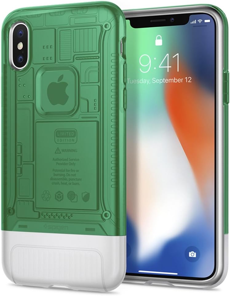 Spigen Classic C1 (10th Anniversary Limited Edition) [Retro] Designed for Apple iPhone X Case (2017) - Sage