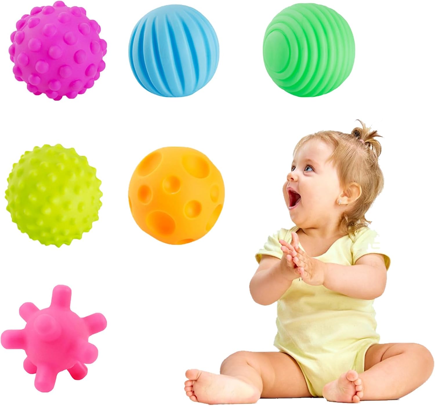 6PCS Textured Ball for Baby, Toys Infant Sensory Balls, Multi-Textured Sensory Soft Balls, Baby Sensory Toys Toddler Balls Texture, Educational Soft Squeeze Toys For Baby Toddlers Sensory Exploration