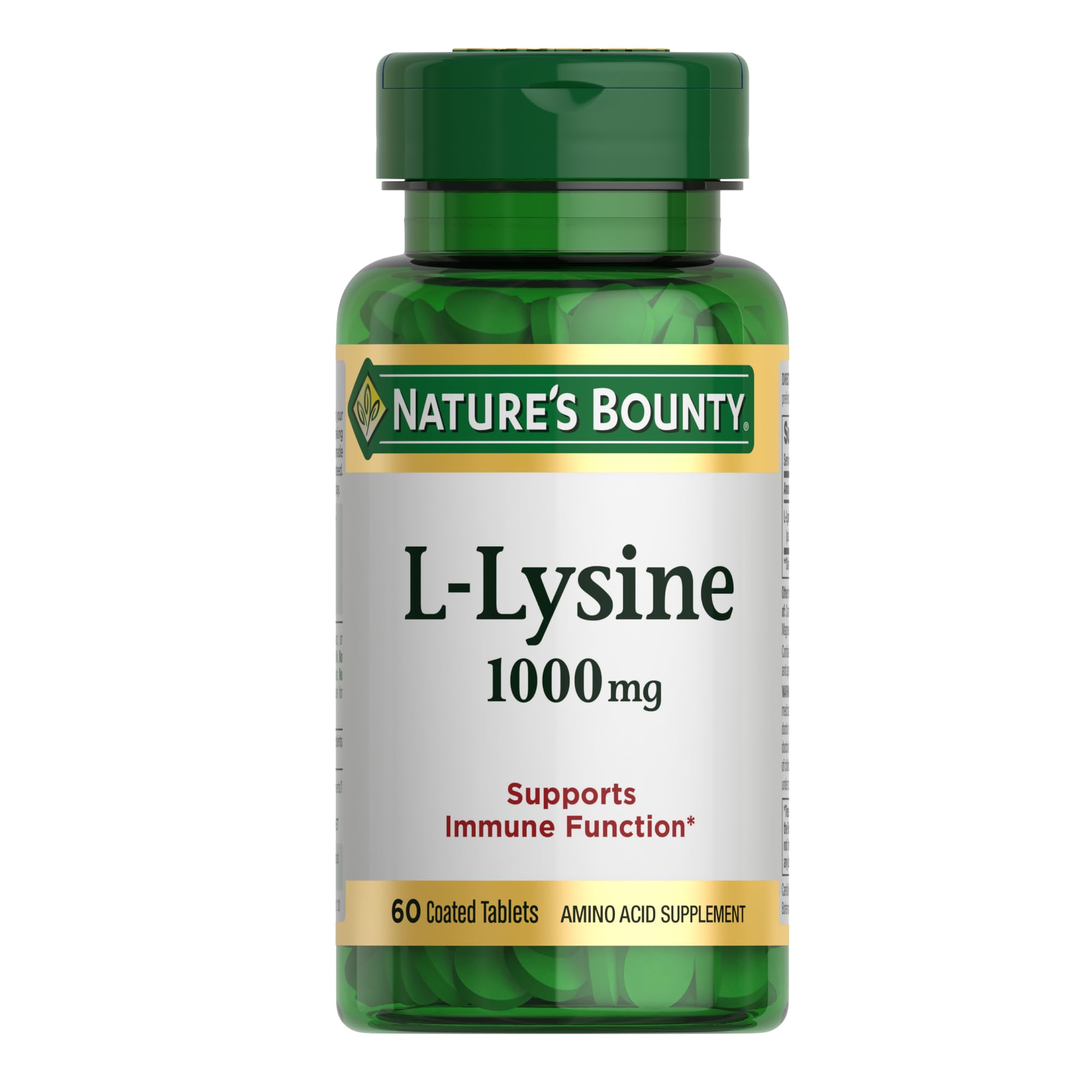 Nature's Bounty L-Lysine 1000 mg, 60 Tablets (Pack of 3) Unflavored 60 Count (Pack of 3)