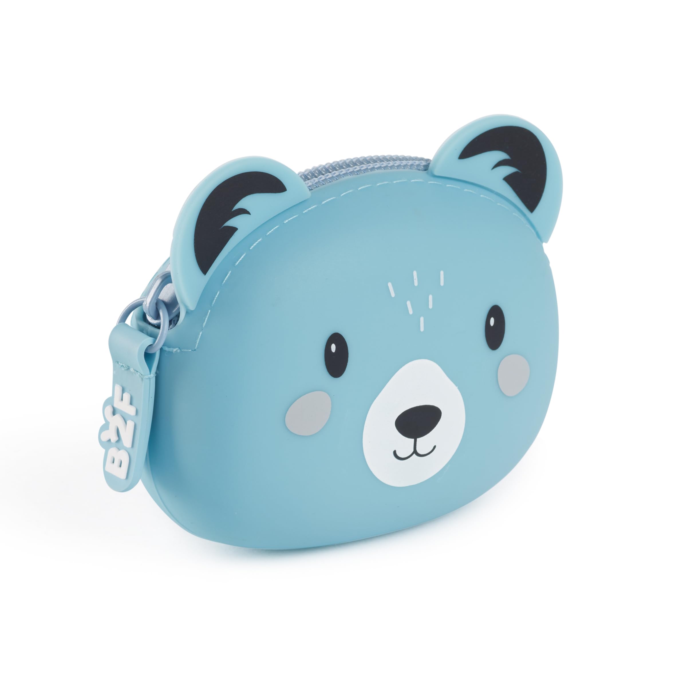Back2Fun - Monedero de Silicona Suave, Tamaño 90 x 70 x 35 mm, Cierre Cremallera, Portamonedas pequeño, Diseño de animalitos adorables, Pensado para pequeños Objetos, Regalo o Uso Escolar, Oso