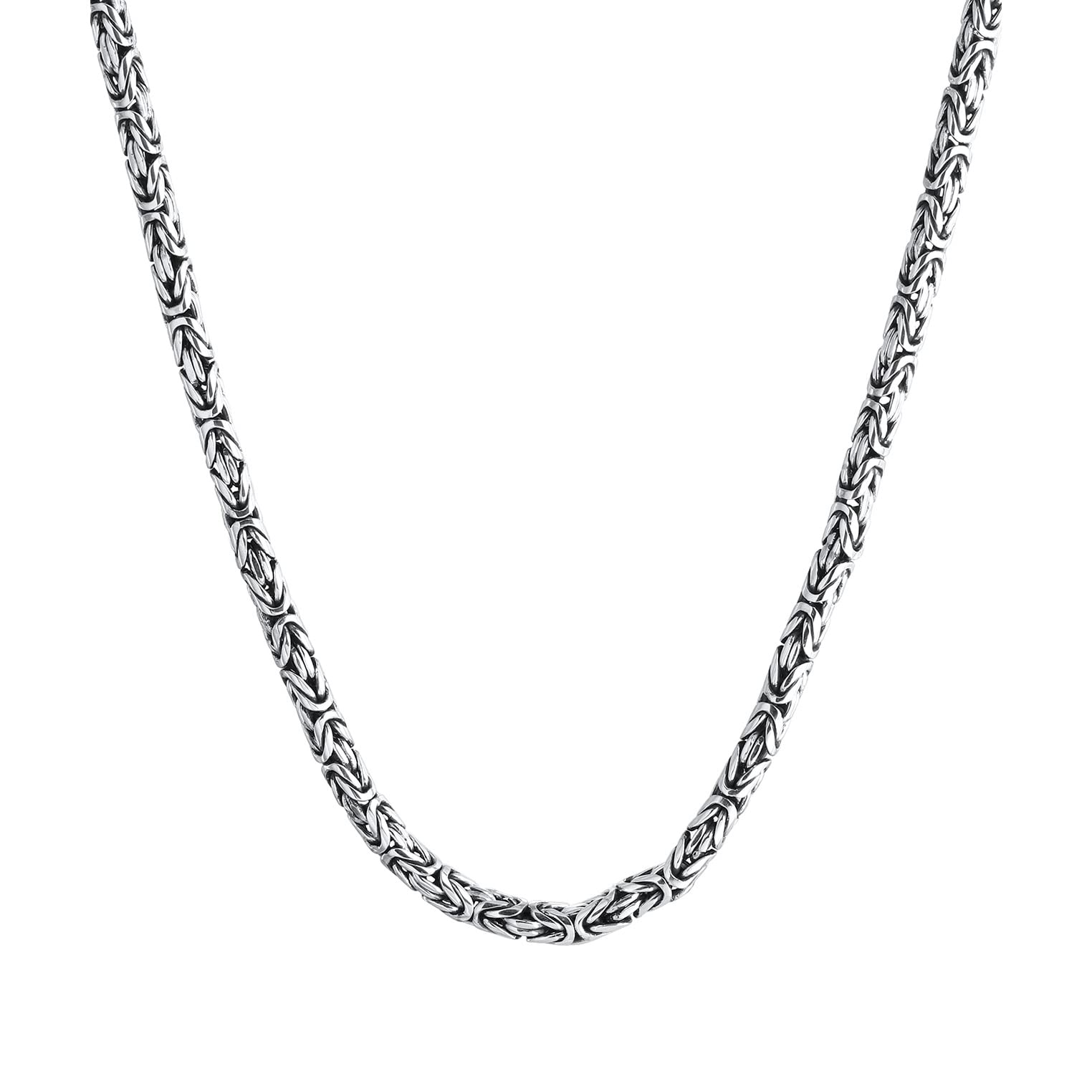 Kuzzoi massive 925 Sterling Silber Königskette Herren Halskette, Dicke 5mm, Länge 50cm / 60cm, mit Schmuckbox - 345053