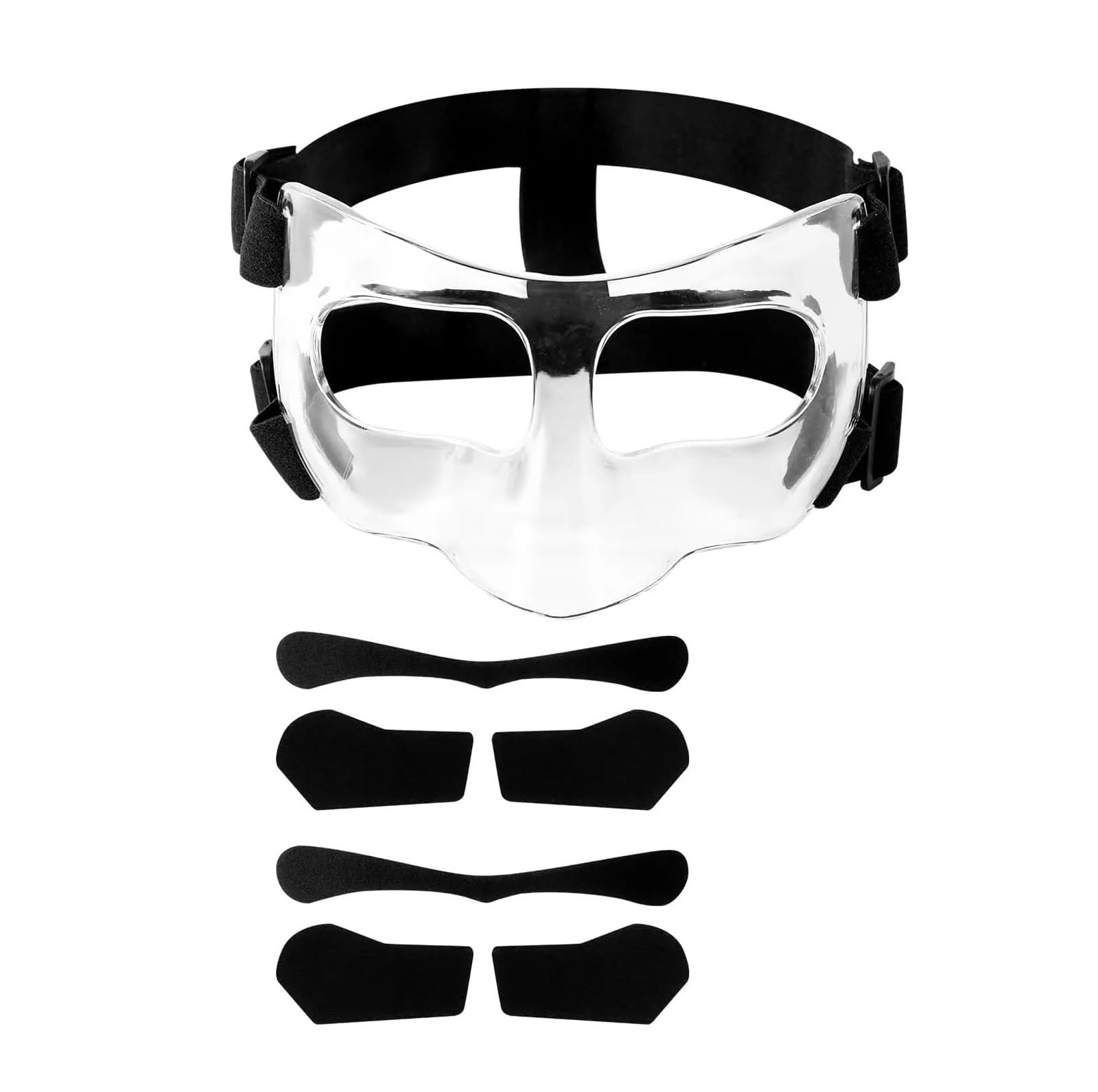 Máscara de Entrenamiento para Baloncesto Protector de Nariz Ajustable for Rota, máscara Deportiva protección Facial Transparente Transpirable for Baloncesto y fútbol