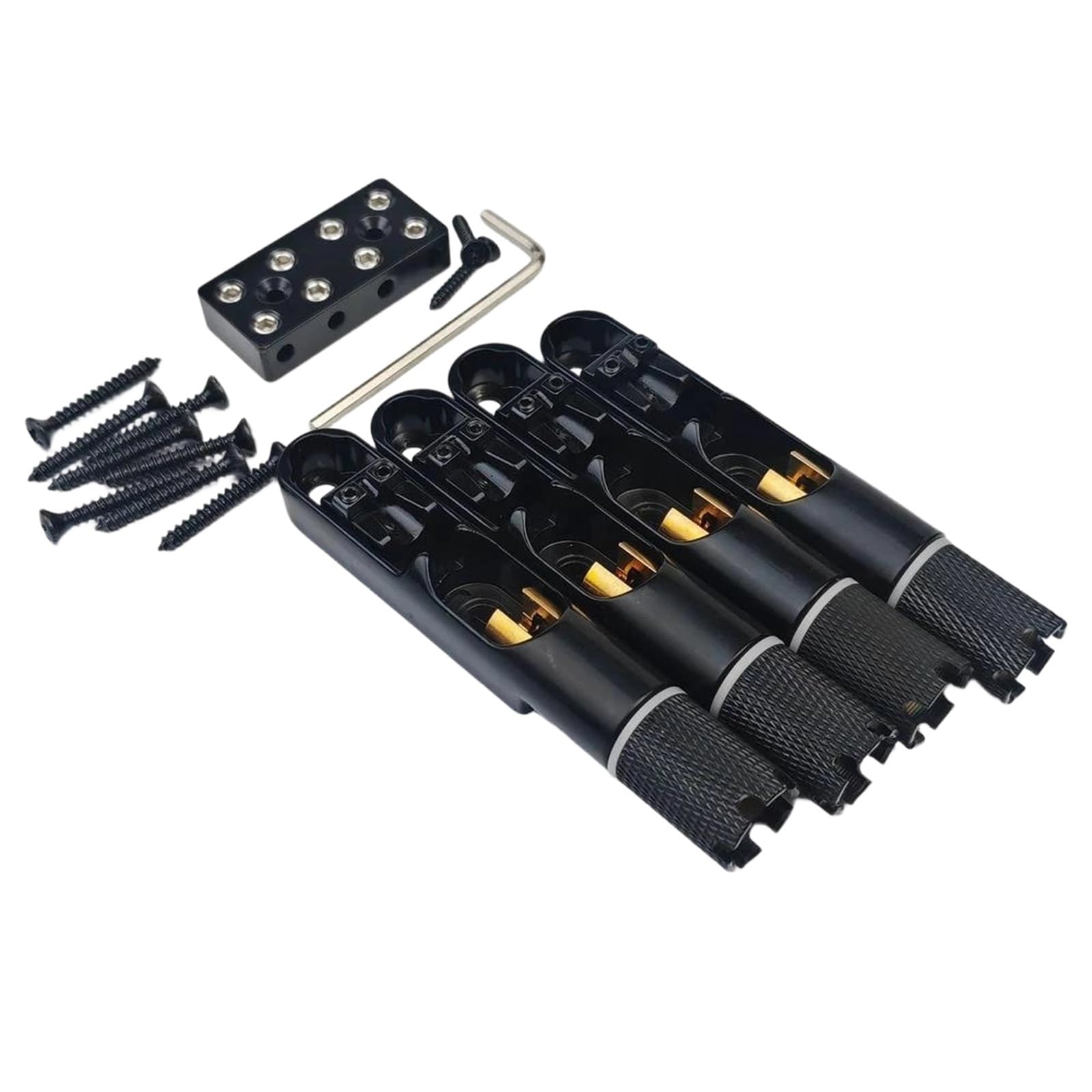 Mostek Gitarowy 4/5 Sztuk Pojedynczy Strunowy, Elektryczny Mostek Basowy Bezgłowy Stały Czarny(4 pcs)