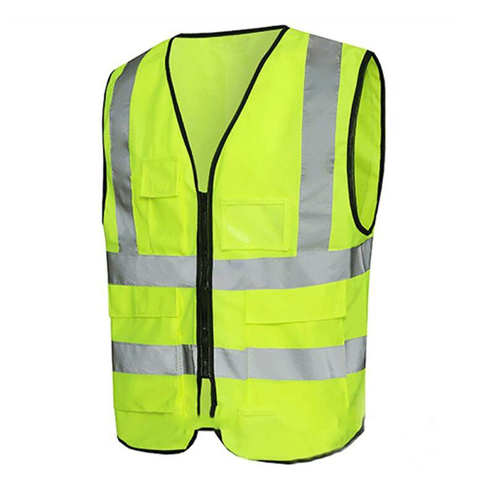 High Vis Viz Safety Waistcoat, High Visibility Reflective Strips, Yellow Safety Vest with Convenient Zipper and Pockets (Medium)
