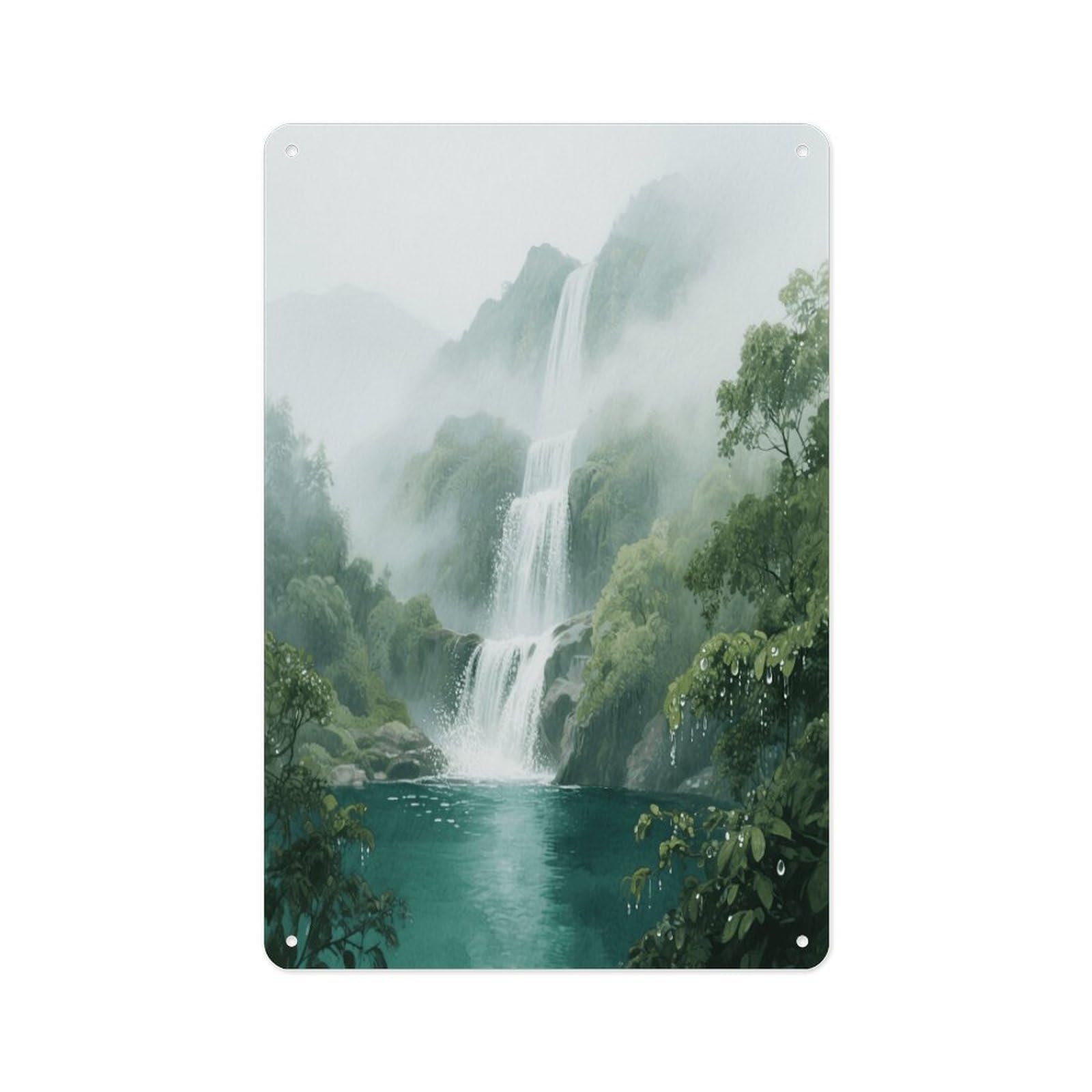 Fekiloot Style Mountain Waterfall Wall Decor Metal Signs Tin Signs Poster