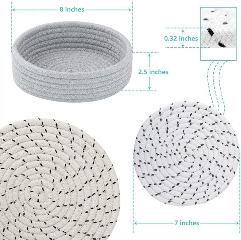Image of Mansa for Hot Dishes, Pots and Pans, Hot Pads with Storage Basket, Pot Holders for Kitchen, Heat Resistant Mat Protect Counter Home Essentials, Farmhouse Decor (Pack of 5 with Cover) Multi Grey
