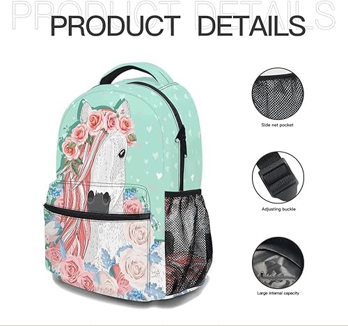 Miniatura 3 de Bonita mochila de animales, mochila de dibujos animados con múltiples bolsillos, bolsa ligera para computadora portátil, elegante mochila de hombro