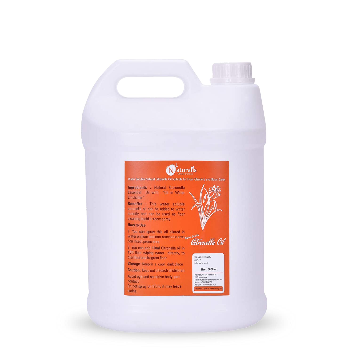 Naturalis Essence of Nature Water Soluble Natural Citronella Oil Suitable for Floor Cleaning and Room Spray 5000ml (B07P69LVQF) Amazon Price History, Amazon Price Tracker