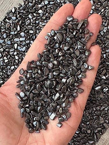 Image of 2 oz Lot Natural Semi Tumbled Hematite Gemstone Chips, Hematite Crushed Mini Crystals, Undrilled Crystal Chips (Hematite Small)
