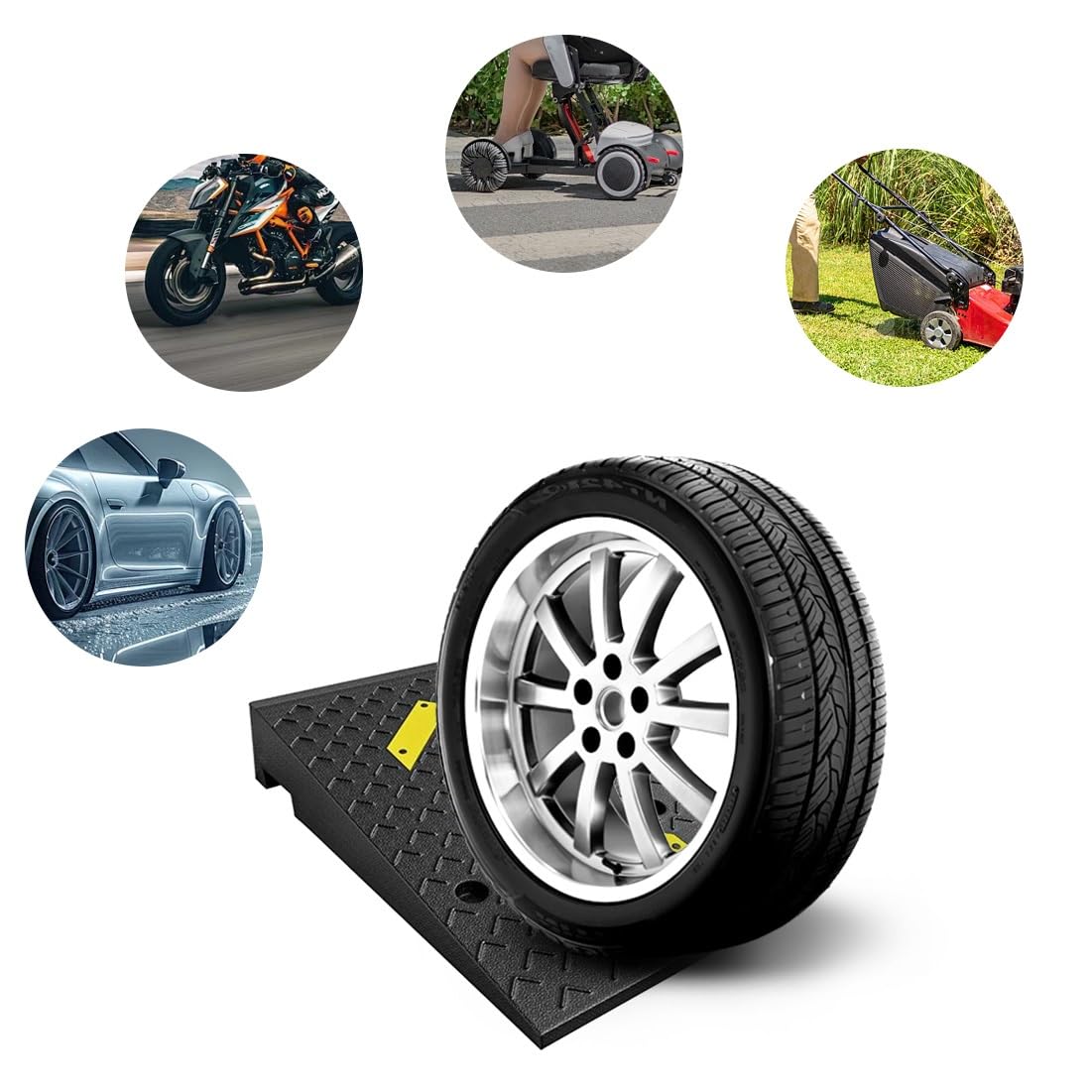 Rampas de umbral de goma resistentes, rampas de movilidad para silla de ruedas para escalones de entrada, ideales para motocicletas y acceso para discapacitados (7.5 pulgadas)