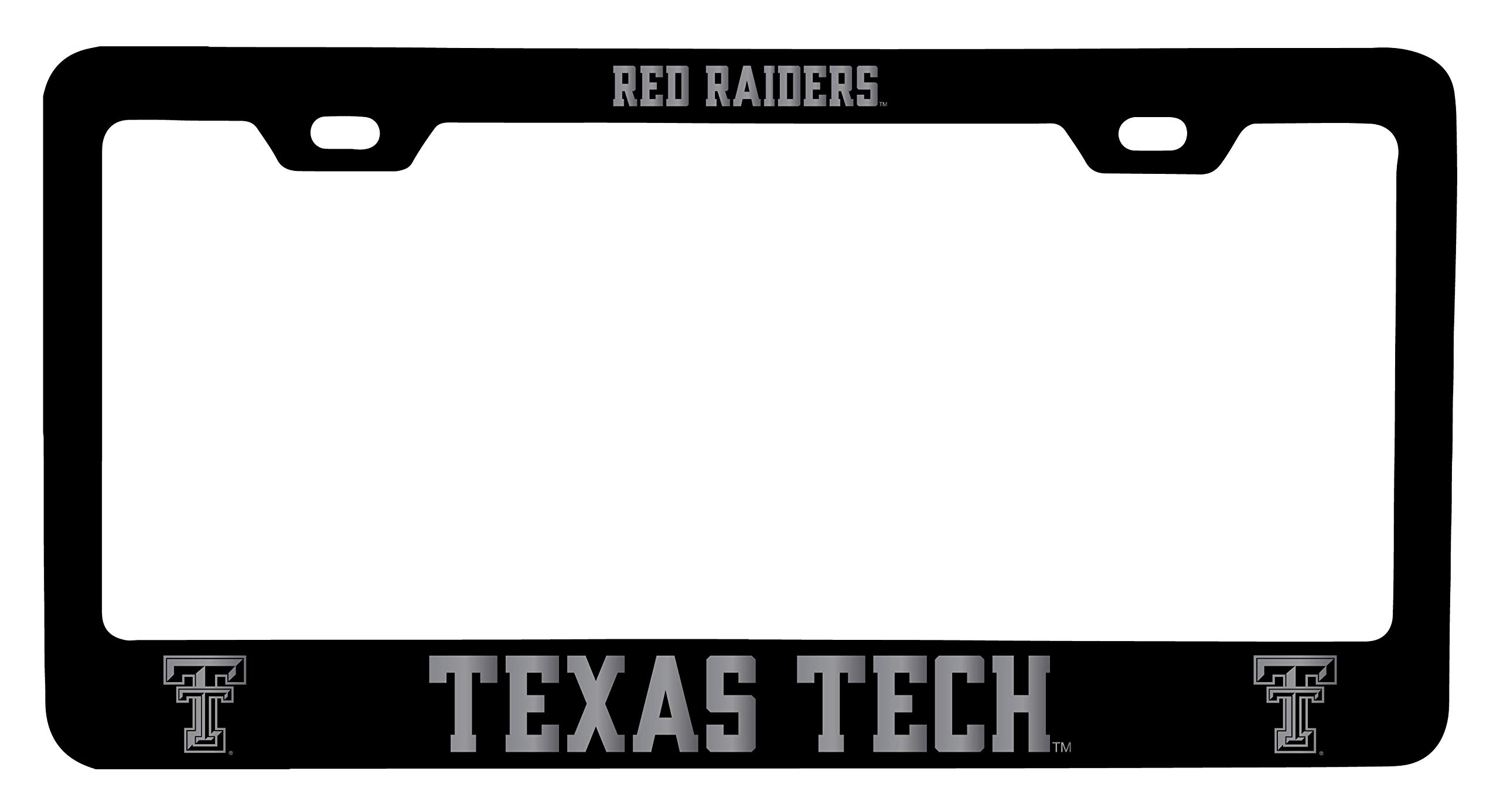 Texas Tech Red Raiders Laser Engraved Metal License Plate Frame Black Officially Licensed Collegiate Product