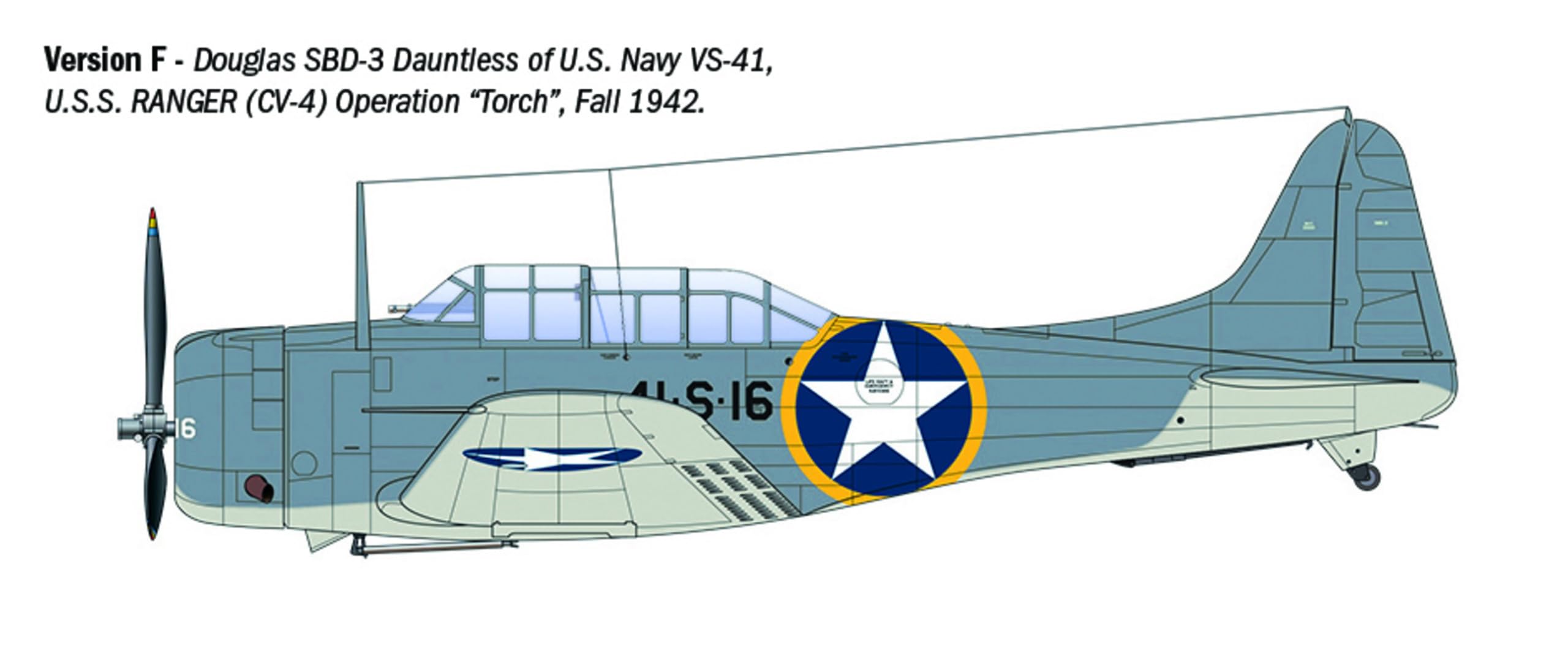 Italeri 2841 USN SBD-3 Dauntless, scala 1:48, Plastic Model Kit/Modello in plastica da montare